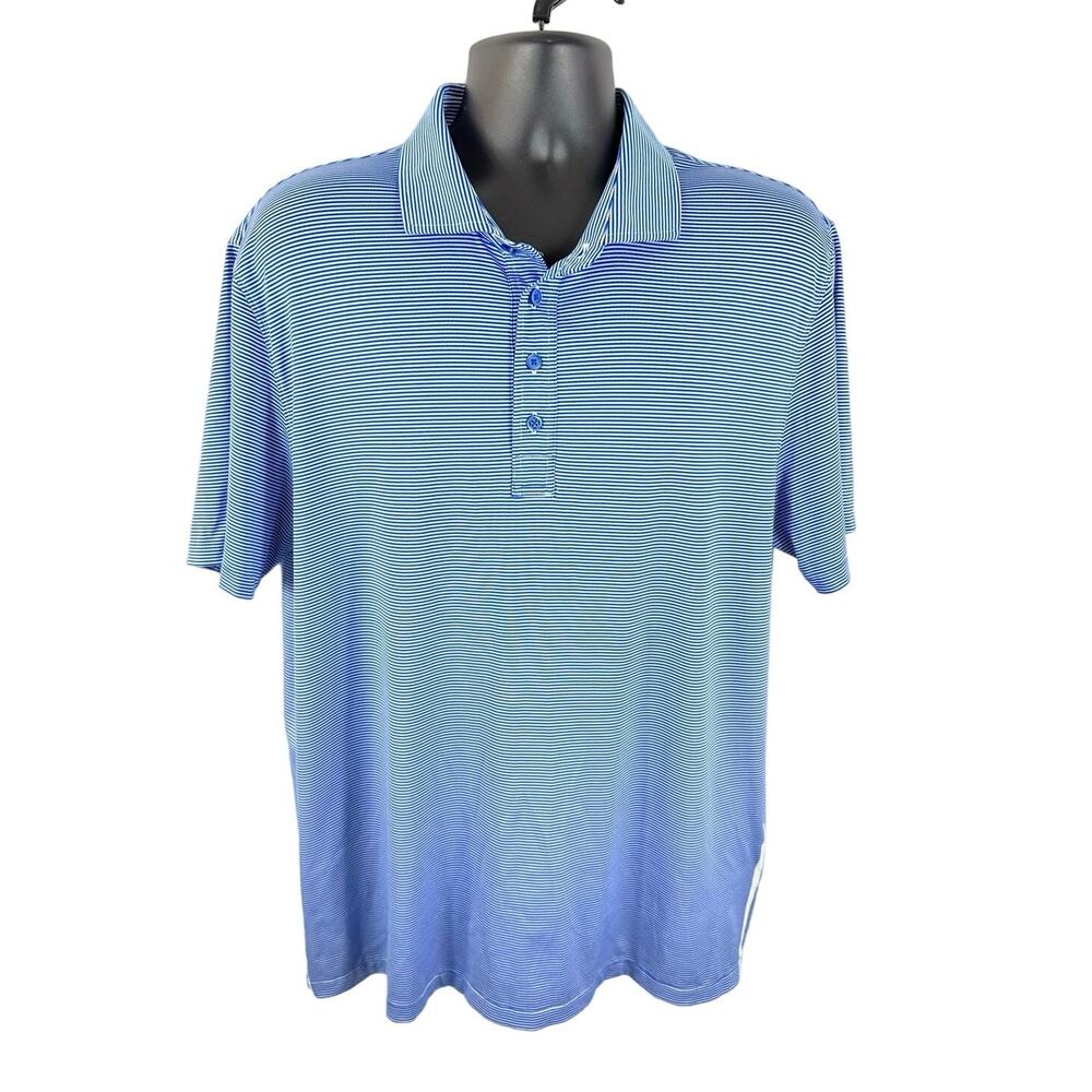 G/Fore Performance Golf Polo Striped Blue White Size XL Mens - Picture 1 of 8